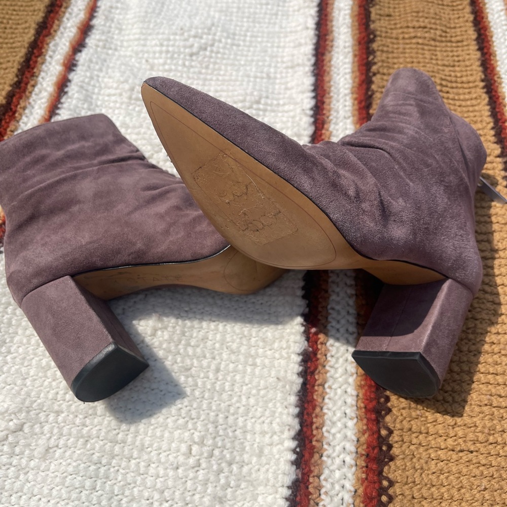 Purple Suede Ruched Booties - Picture 3 of 3
